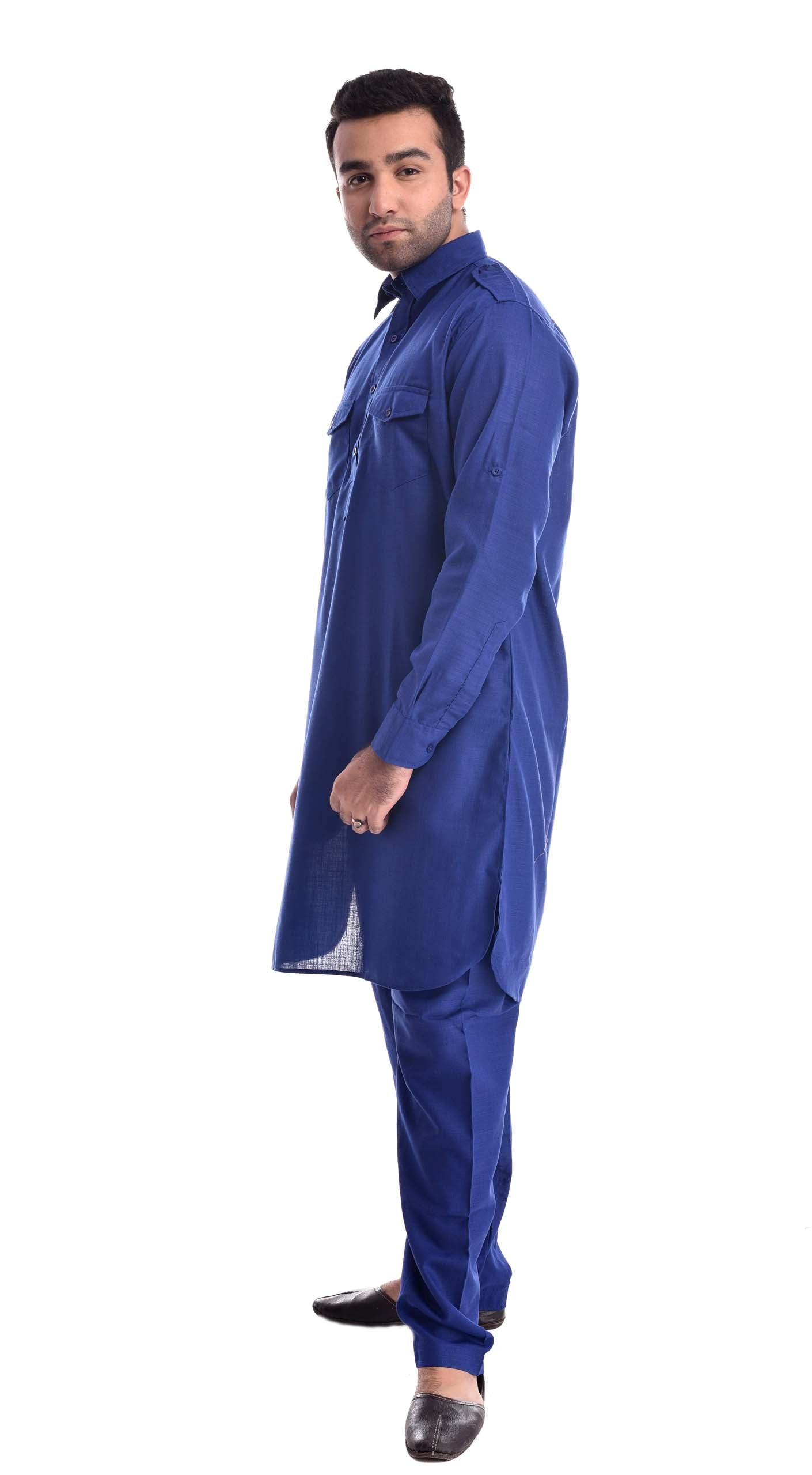 Electric Blue Pathani Suit Kurta Set