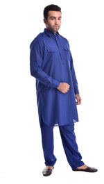 Electric Blue Pathani Suit Kurta Set