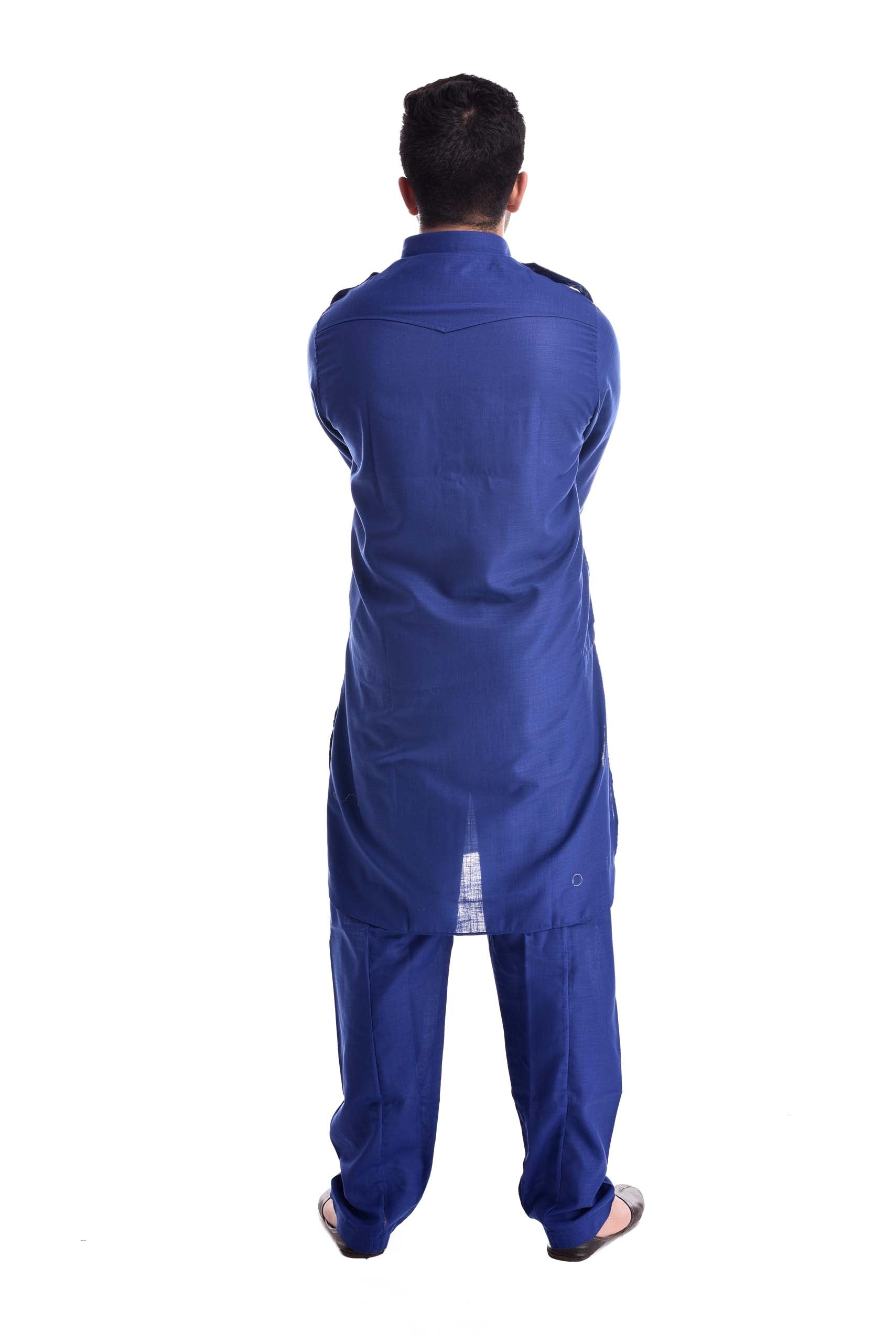 Electric Blue Pathani Suit Kurta Set