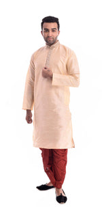 Rose Gold Kurta with Red Patiala Salwar