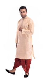 Rose Gold Kurta with Red Patiala Salwar