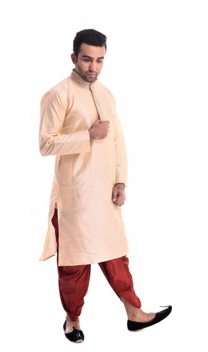 Rose Gold Kurta with Red Patiala Salwar