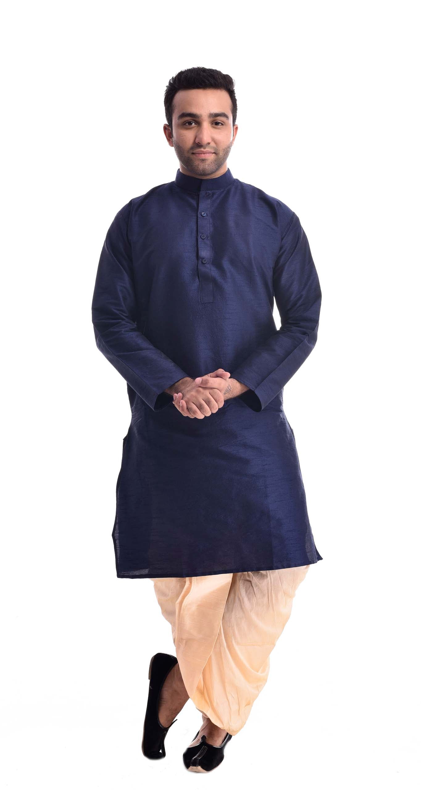 Navy Blue Kurta with Gold Patiala Salwar