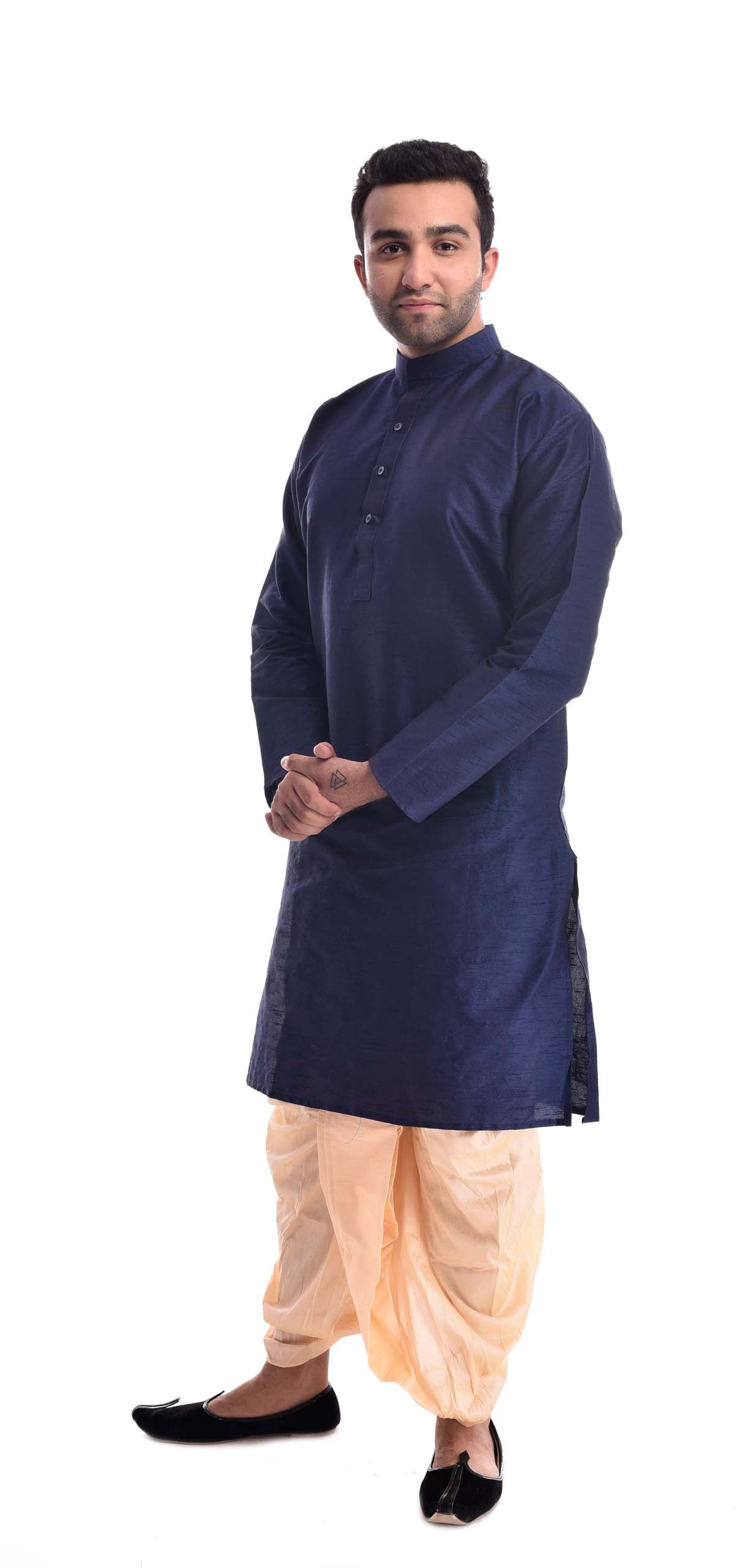 Navy Blue Kurta with Gold Patiala Salwar