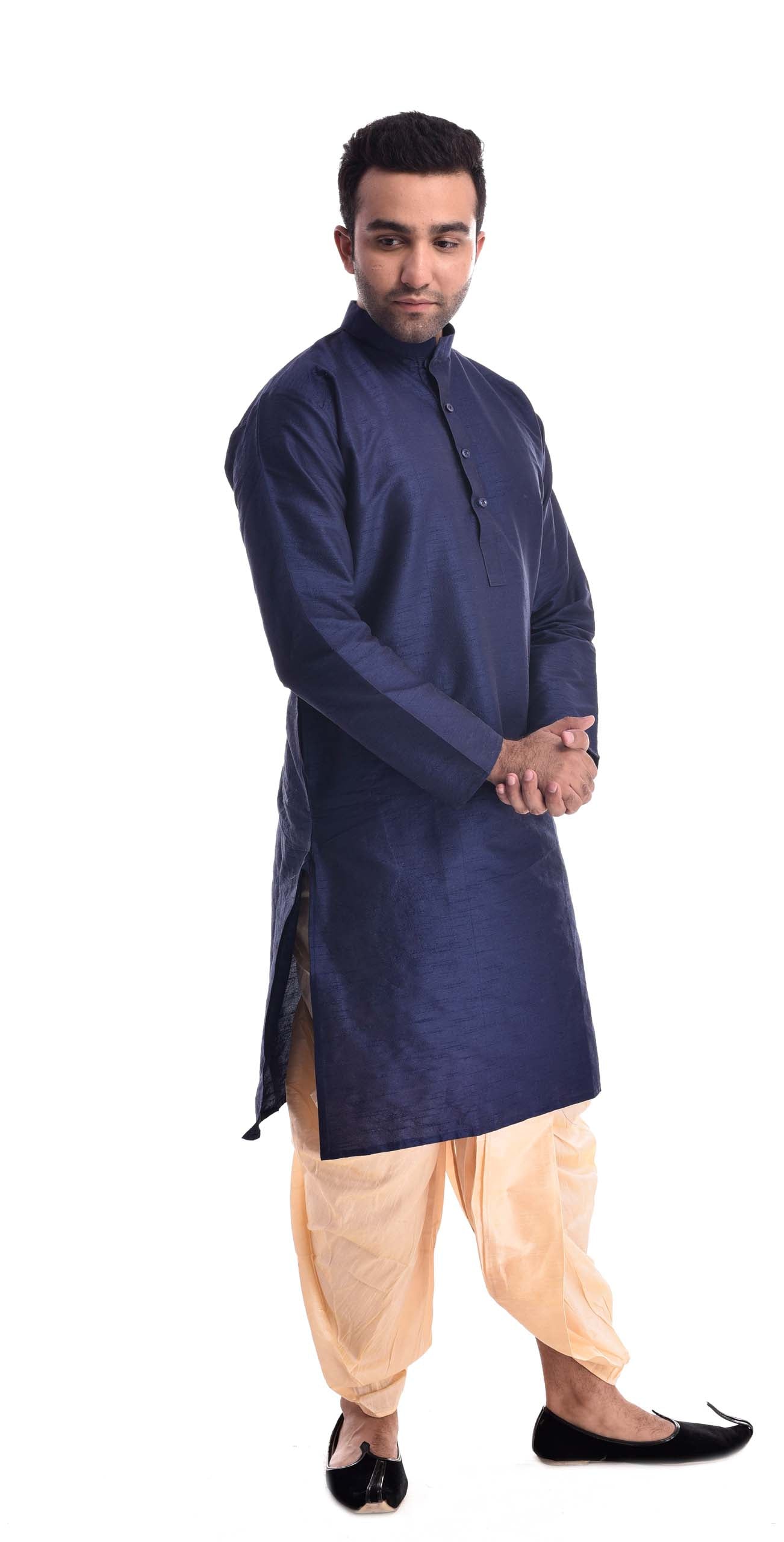 Navy Blue Kurta with Gold Patiala Salwar