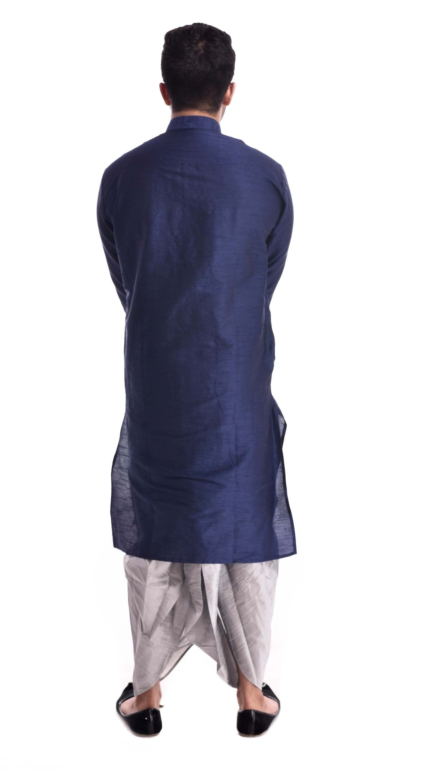 Navy Kurta with Silver Patiala Salwar