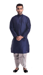 Navy Kurta with Silver Patiala Salwar