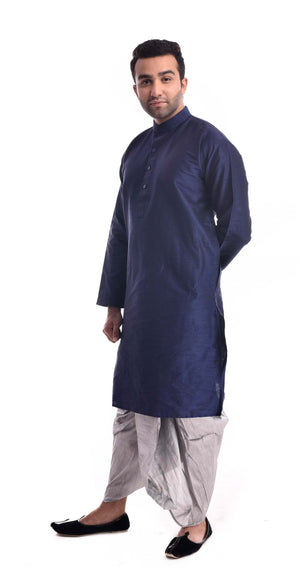 Navy Kurta with Silver Patiala Salwar