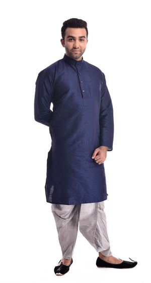 Navy Kurta with Silver Patiala Salwar