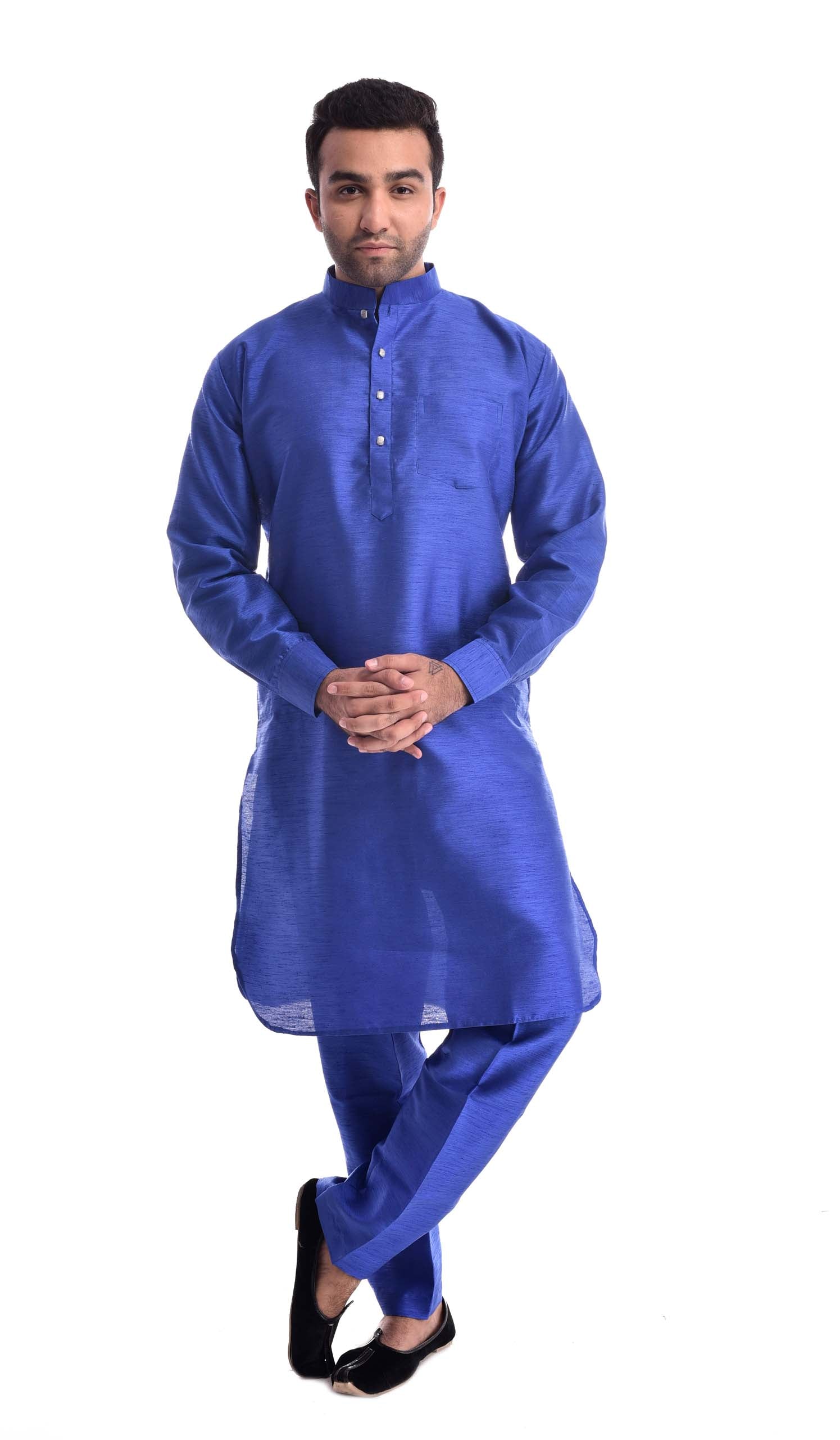 Electric Blue Kurta Pajama in Silk