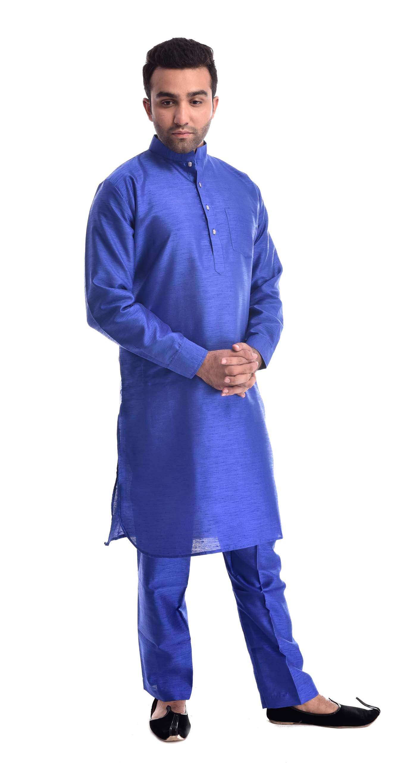 Electric Blue Kurta Pajama in Silk