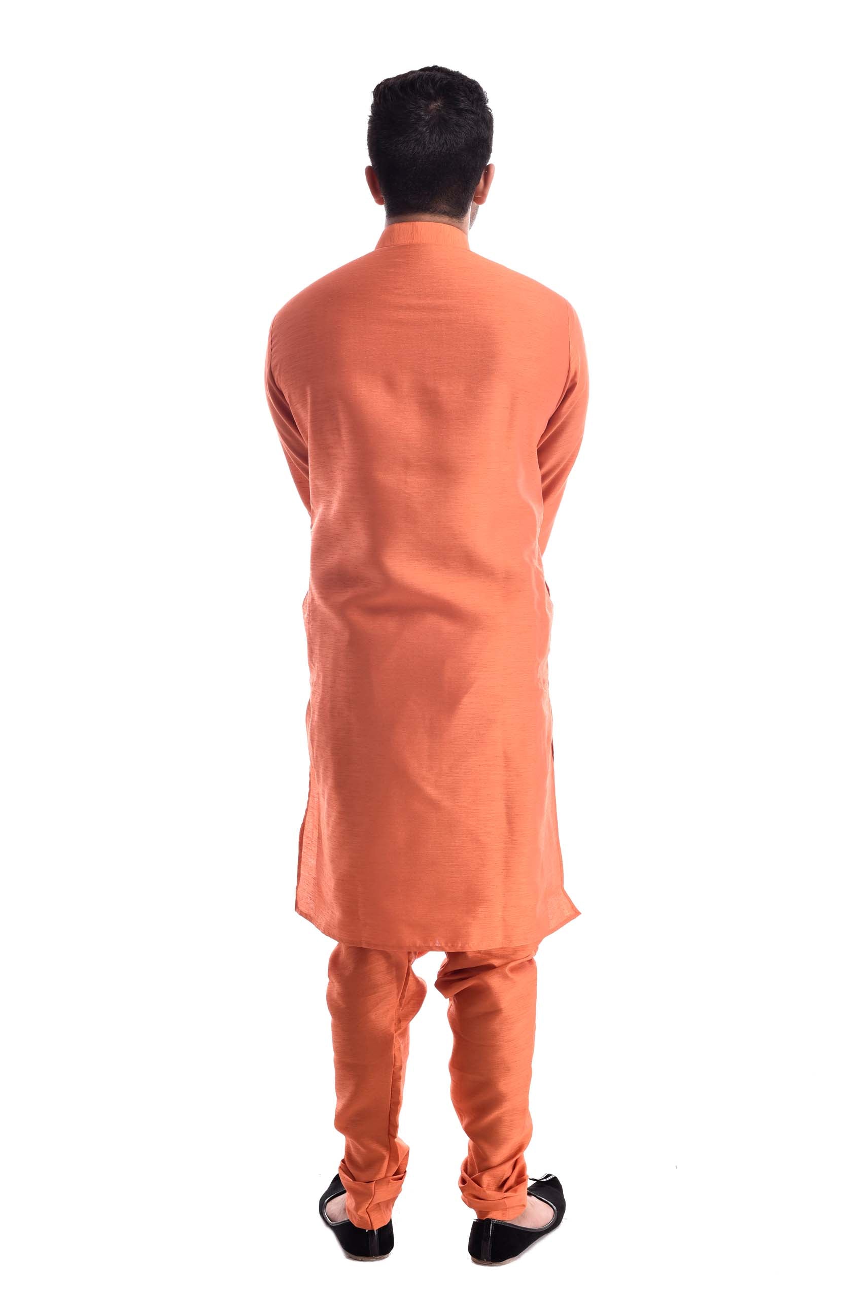 Orange Sorbet Kurta Pyjama in Silk