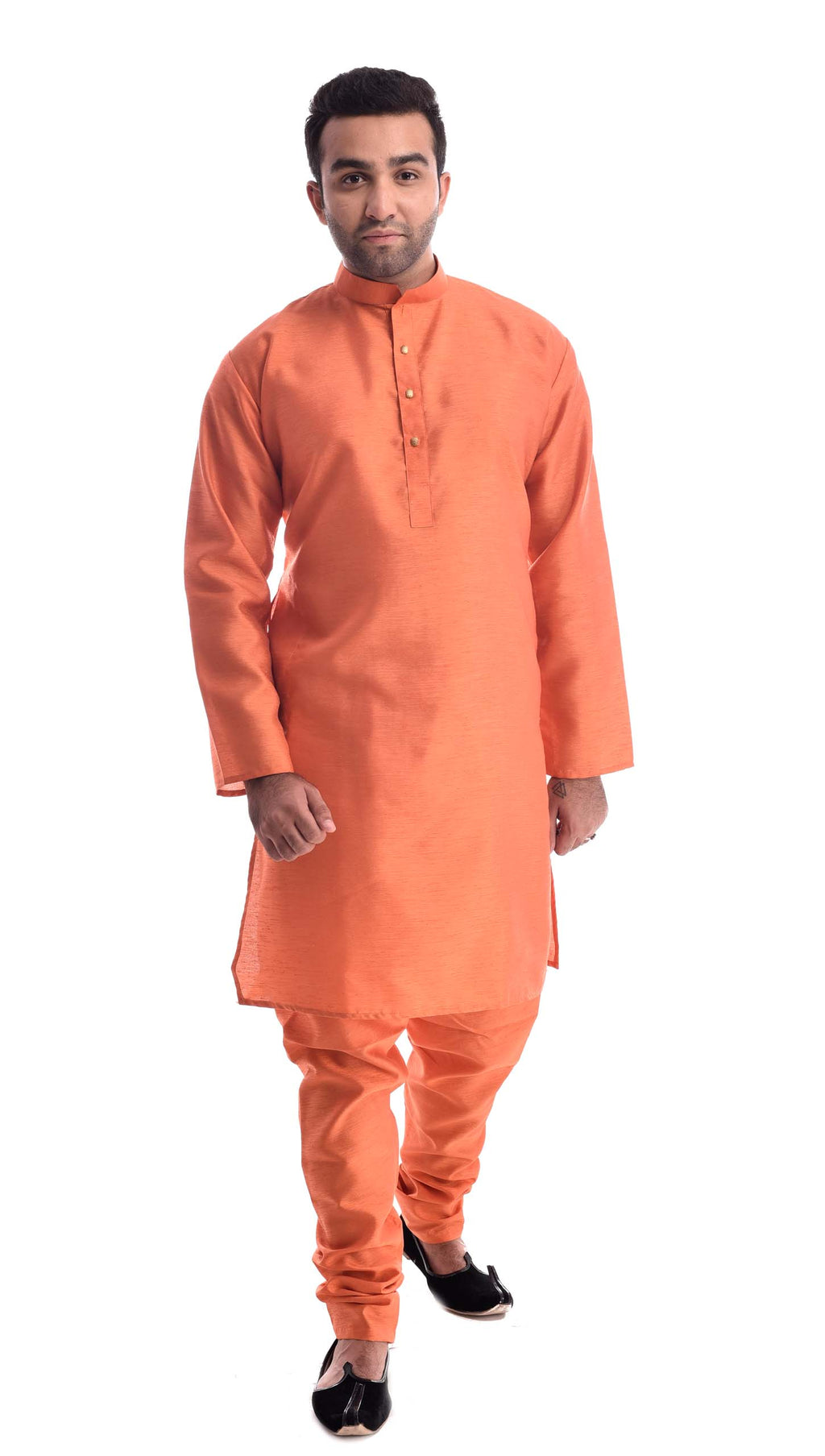 Orange Sorbet Kurta Pyjama in Silk