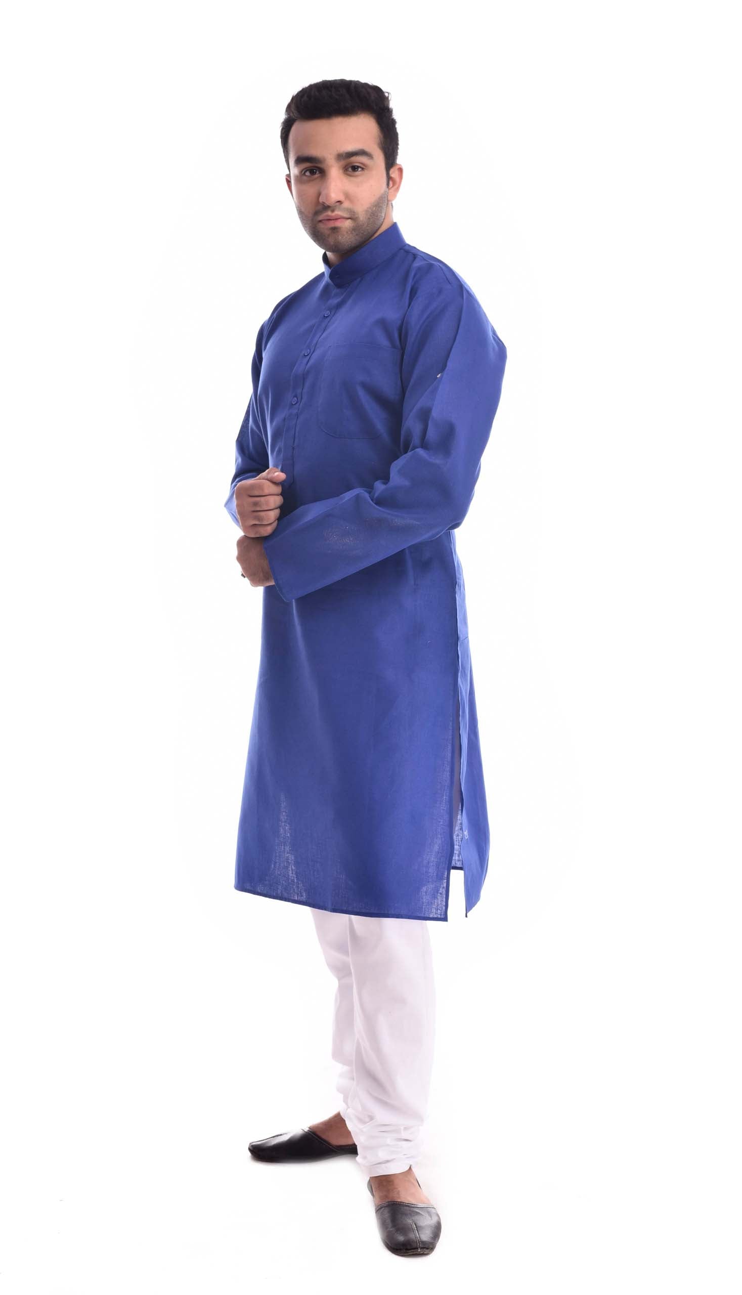 Good Earth Royal Blue Kurta in Organic Cotton