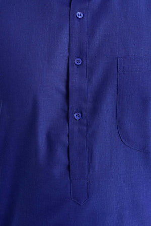 Good Earth Royal Blue Kurta in Organic Cotton