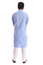 Good Earth Ice Blue Kurta Pyjama in Organic Cotton