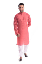 Good Earth Coral Kurta Pyjama in Organic Cotton