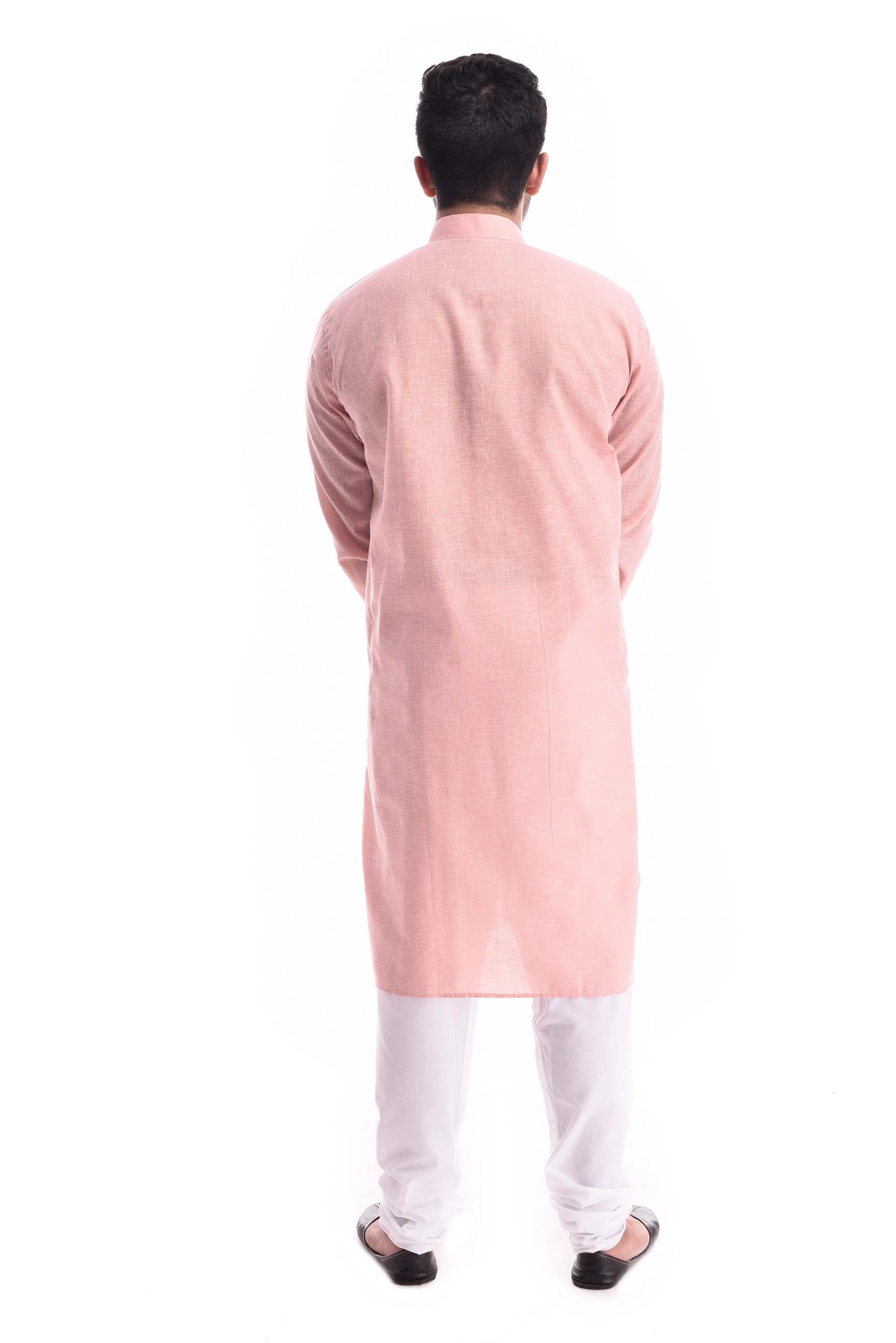 Good Earth Peach Kurta Pyjama in Organic Cotton