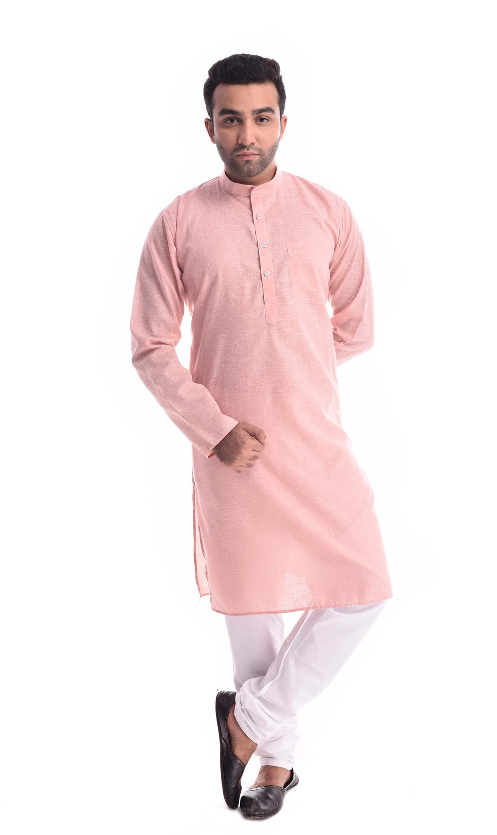 Good Earth Peach Kurta Pyjama in Organic Cotton