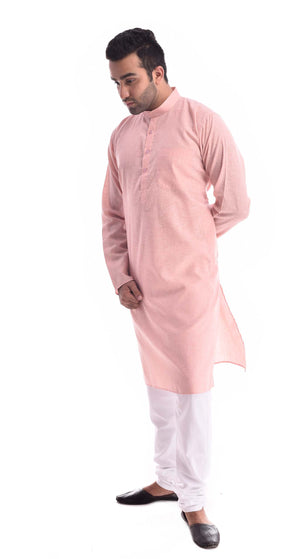 Good Earth Peach Kurta Pyjama in Organic Cotton