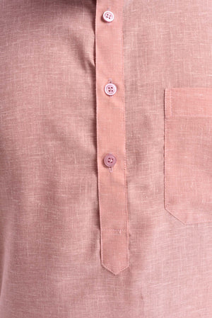 Good Earth Peach Kurta Pyjama in Organic Cotton