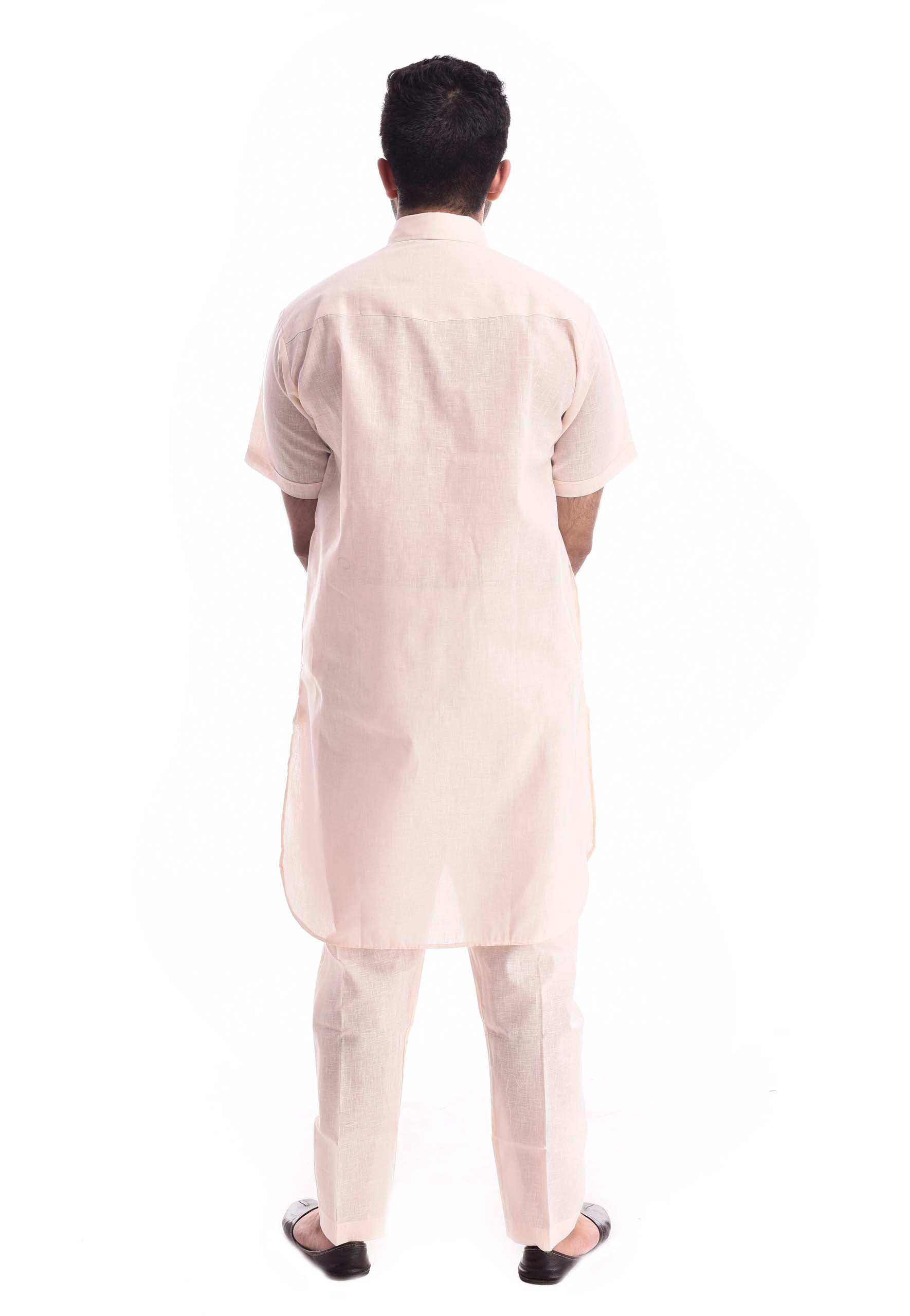 OFF-WHITE Half Sleeves Kurta Pyjama