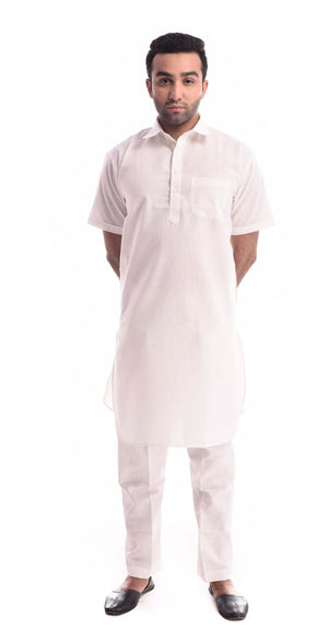 White Stallion Half Sleeves Kurta Pyjama