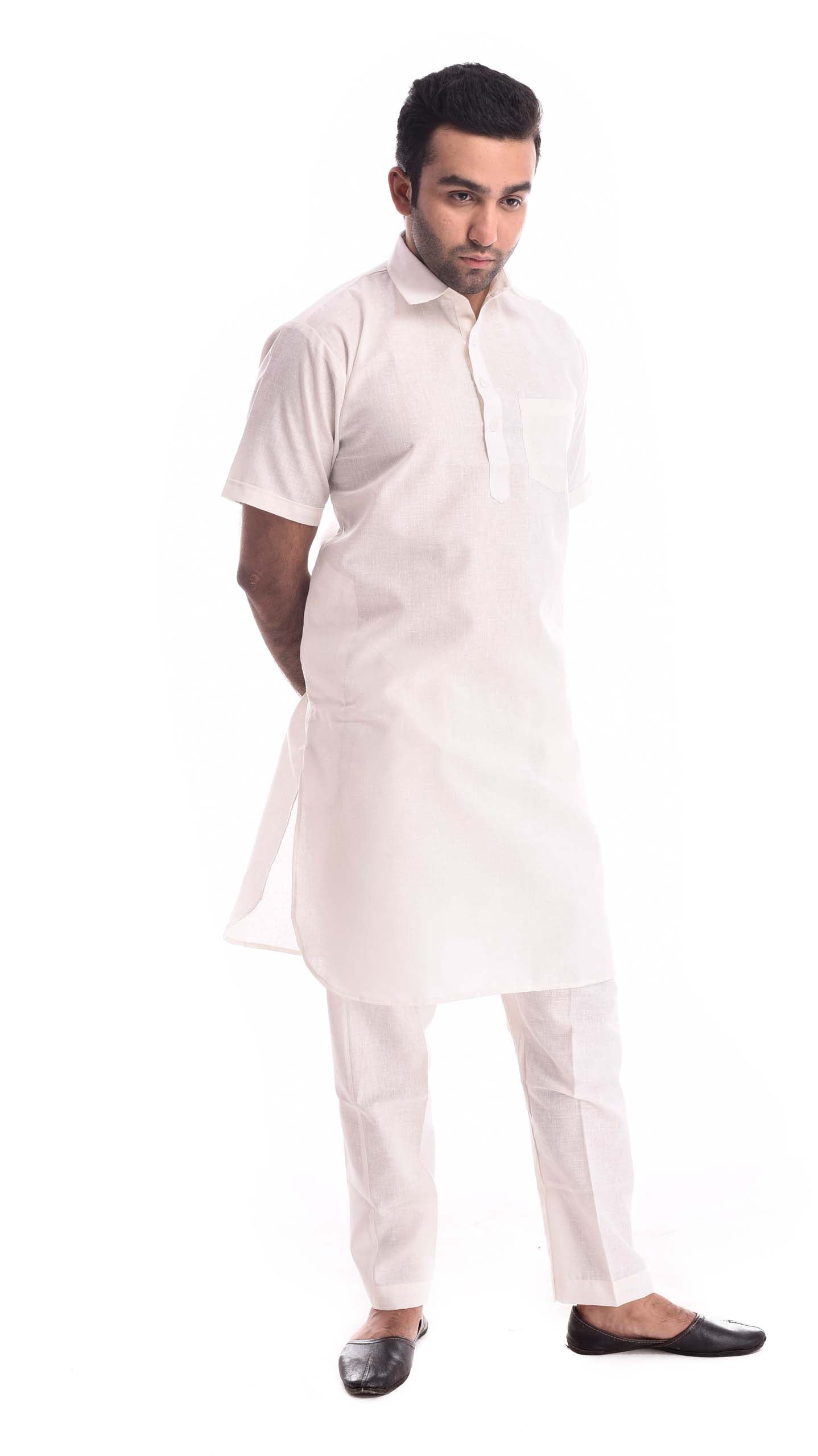 White Stallion Half Sleeves Kurta Pyjama