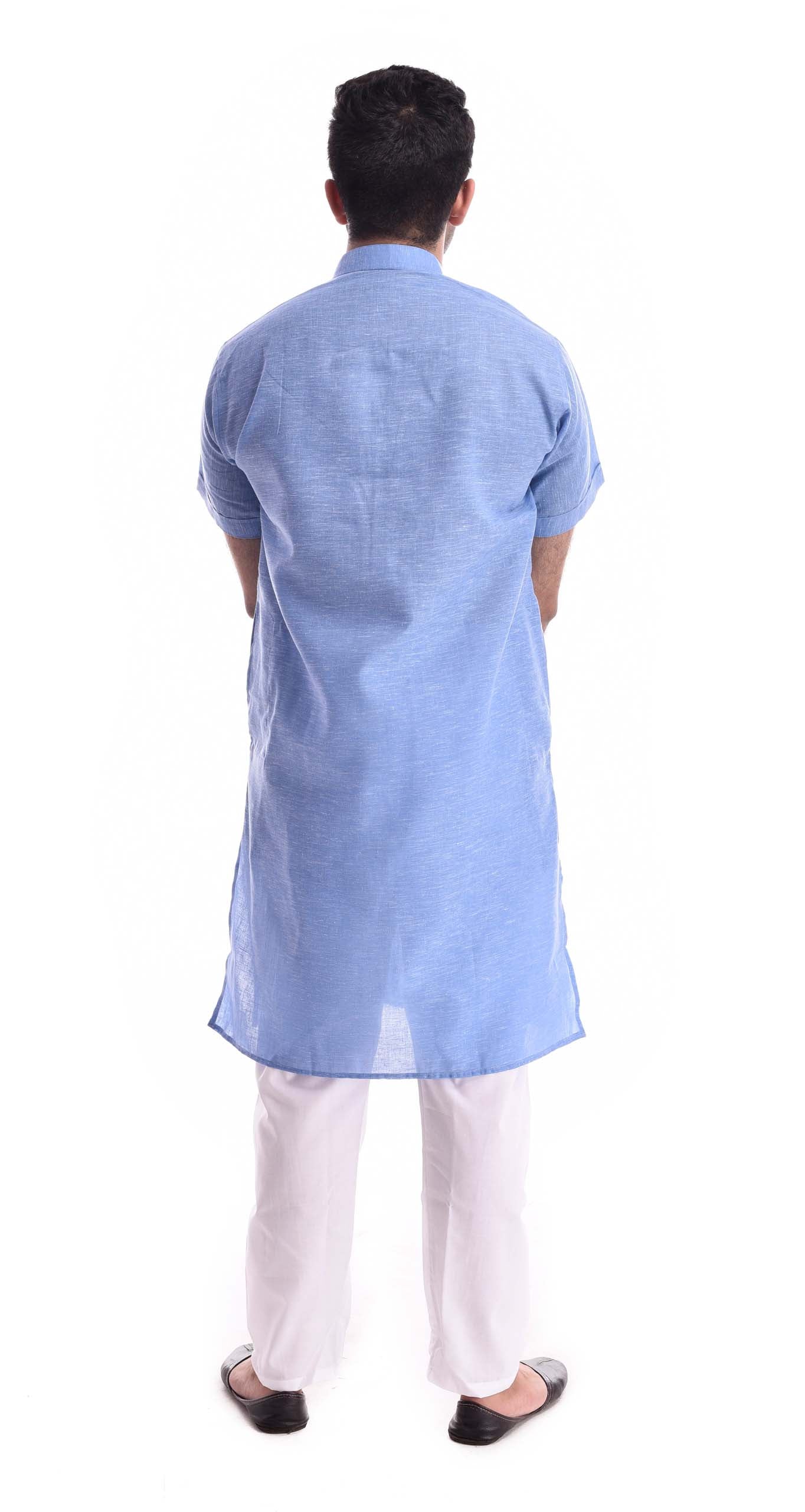 Calm Blue Half Sleeves Kurta Pyjama