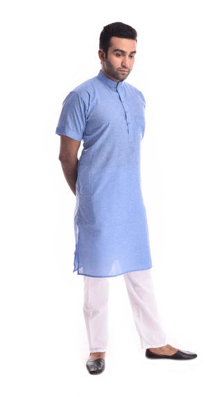 Calm Blue Half Sleeves Kurta Pyjama