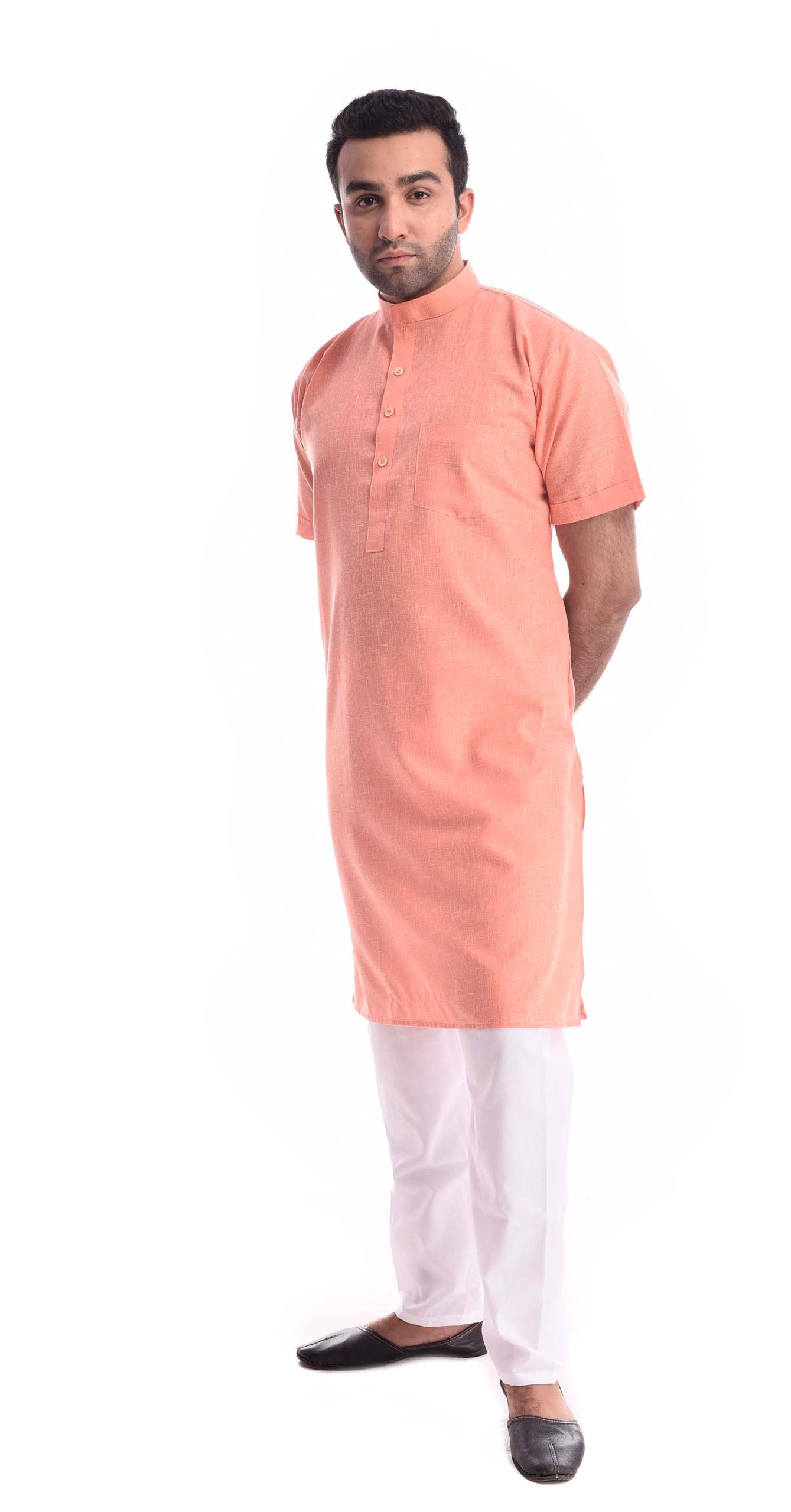 Creamsicle Orange Half Sleeves Kurta Pyjama