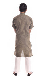 Good Earth Khaki Classic Kurta Pyjama in Organic Cotton