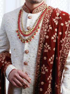 White Silhoutte Groom Sherwani Sherwani Store