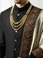Black Knight Quilted Groom Sherwani