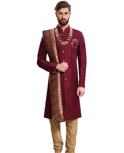 Maroon Semi Indo Western