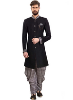 Black Semi Indo-Western Sherwani