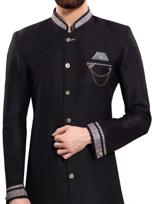 Black Semi Indo Western Sherwani Sherwani Store