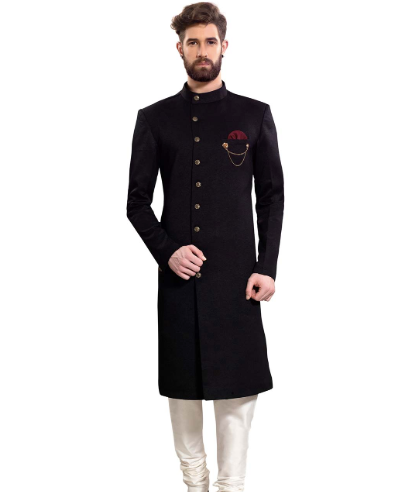 Hackett Black Semi Indo-Western Suit