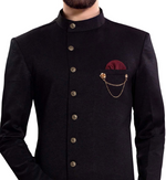 Hackett Black Semi Indo-Western Suit