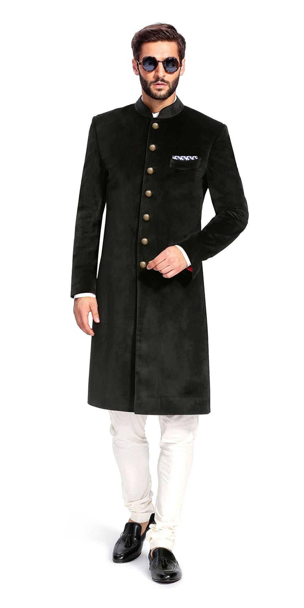 Reign of Nizams Black Velvet Sherwani